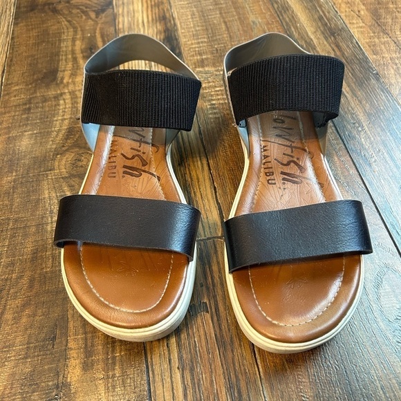 Blowfish Shoes - Blowfish Malibu Boss Sandal Women’s Size 8 EUC Black and Pewter Metallic
